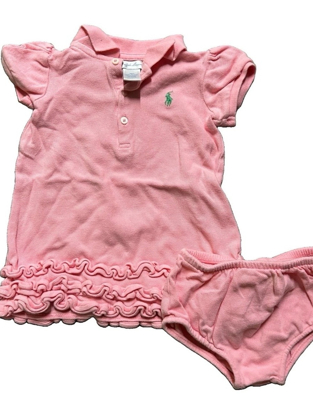 Baby Girl Ralph Lauren Pink Polo Golf Dress Diaper Cover Size 12 Months